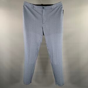 ETRO Size 42 Navy Blue Print Viscose Blend Flat Front Dress Pants